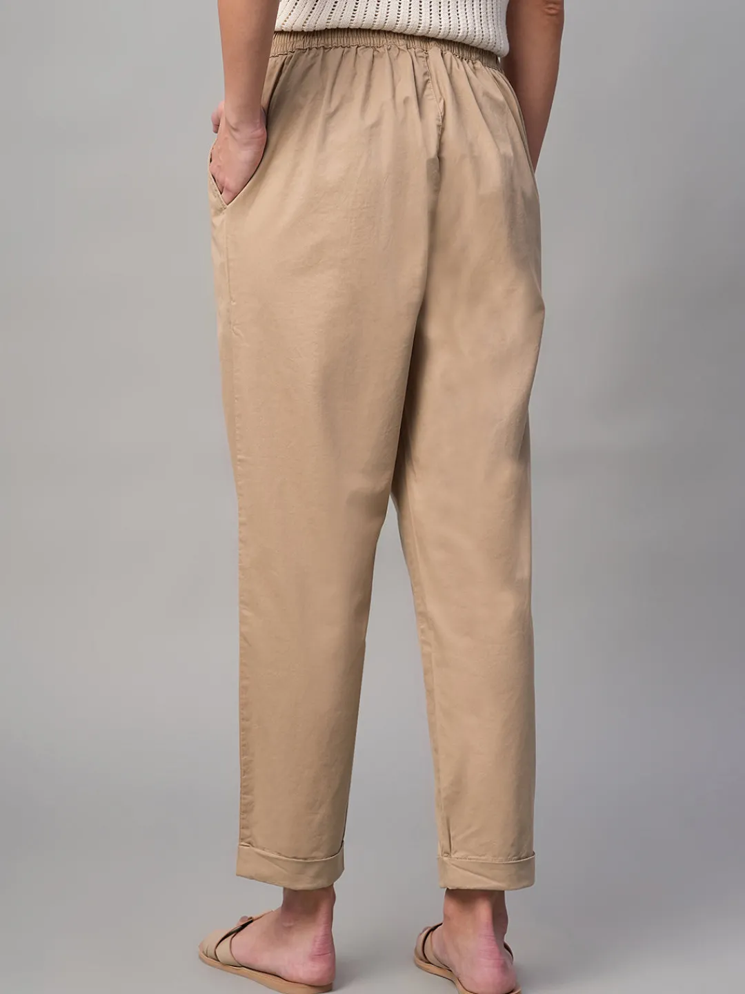 Women Cottonworld Trousers^Women's Cotton Lycra Regular Fit Pant