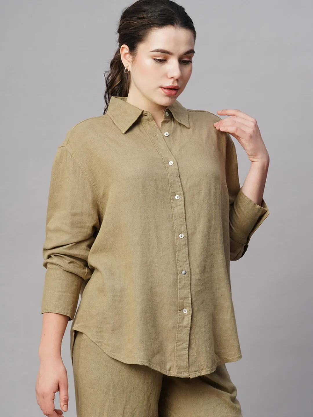 Women Cottonworld Womens Co-Ord Sets^Women's Cotton Viscose Boxy Fit Blouse