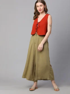 Women Cottonworld Culottes^Women's Linen Viscose Regular Fit Culotte