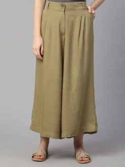 Women Cottonworld Culottes^Women's Linen Viscose Regular Fit Culotte