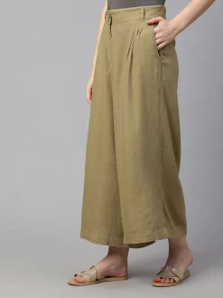 Women Cottonworld Culottes^Women's Linen Viscose Regular Fit Culotte