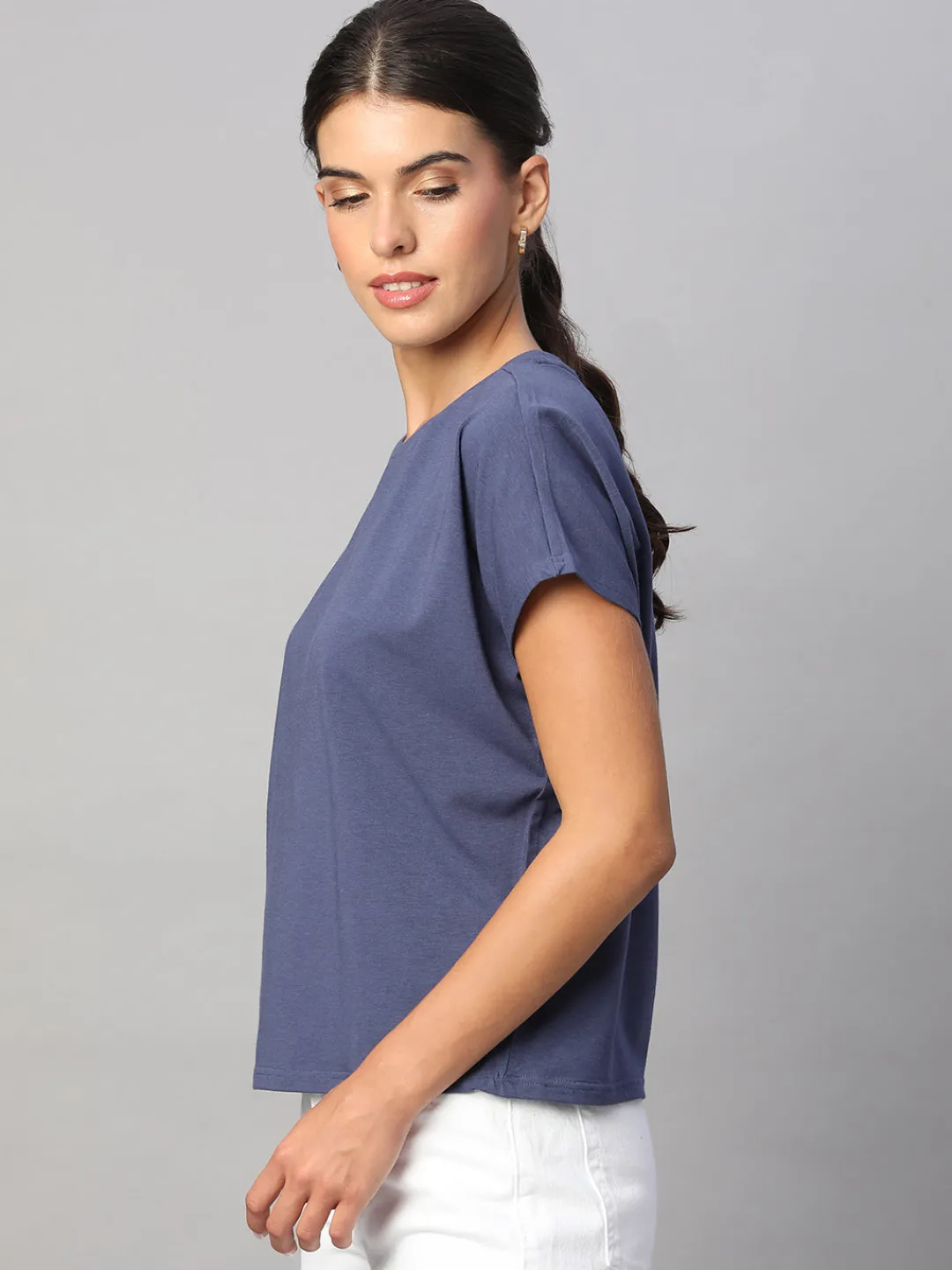 Women Cottonworld Women | Round Neck^Women's Cotton Bamboo Elastane Regular Fit Tshirt