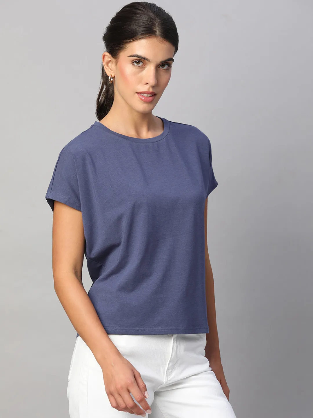 Women Cottonworld Women | Round Neck^Women's Cotton Bamboo Elastane Regular Fit Tshirt