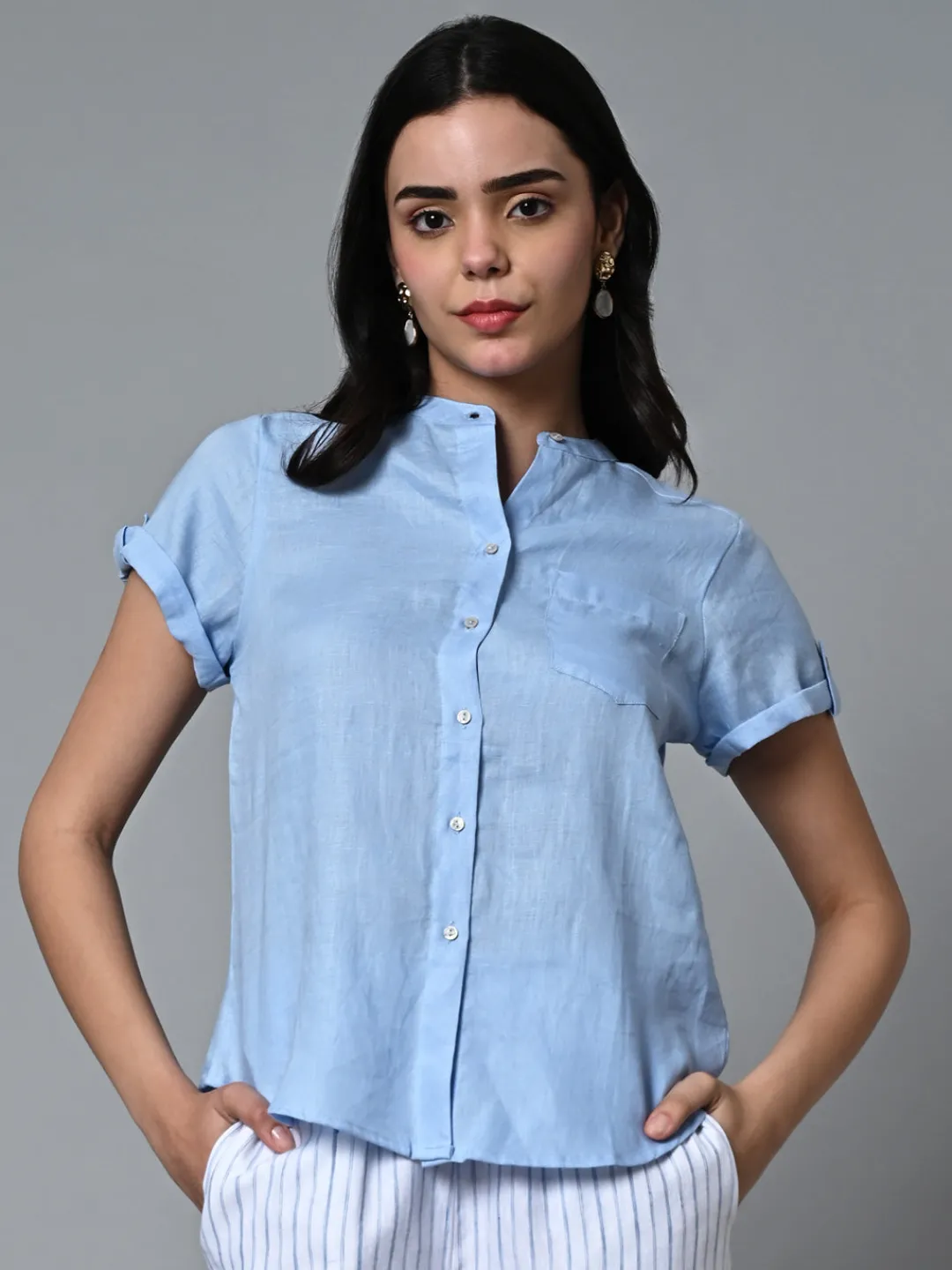 Women Cottonworld Tops & Shirts | Tops & Shirts^Women's Linen Regular Fit Blouse