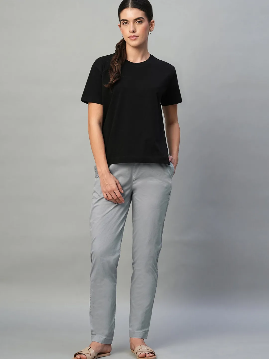 Women Cottonworld Trousers^Women's Cotton Lycra Regular Fit Pant