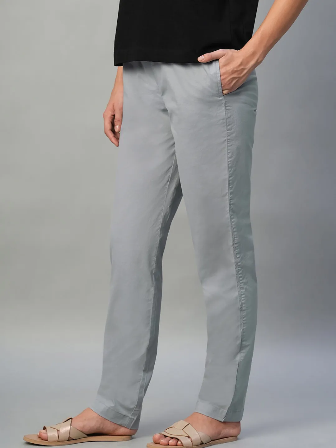 Women Cottonworld Trousers^Women's Cotton Lycra Regular Fit Pant