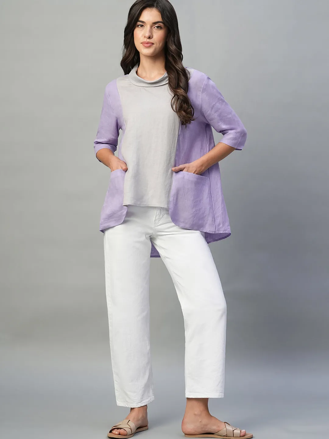 Women Cottonworld Tops & Shirts | Tops & Shirts^Women's 100% Linen Regular Fit Blouse