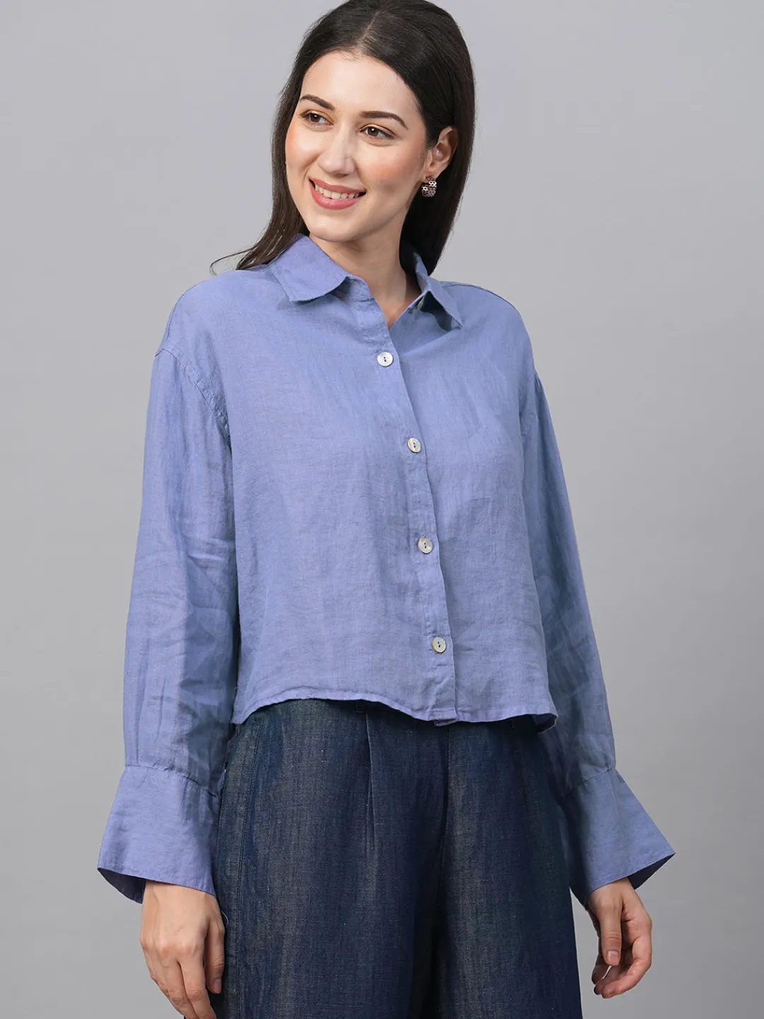 Women Cottonworld Tops & Shirts | Tops & Shirts^Women's Linen Boxy Fit Blouse