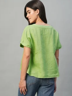 Women Cottonworld Tops & Shirts | Tops & Shirts^Women's 100% Linen Regular Fit Blouse