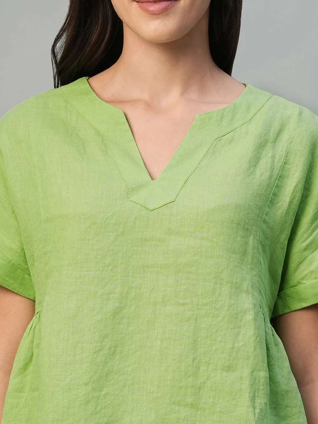 Women Cottonworld Tops & Shirts | Tops & Shirts^Women's 100% Linen Regular Fit Blouse