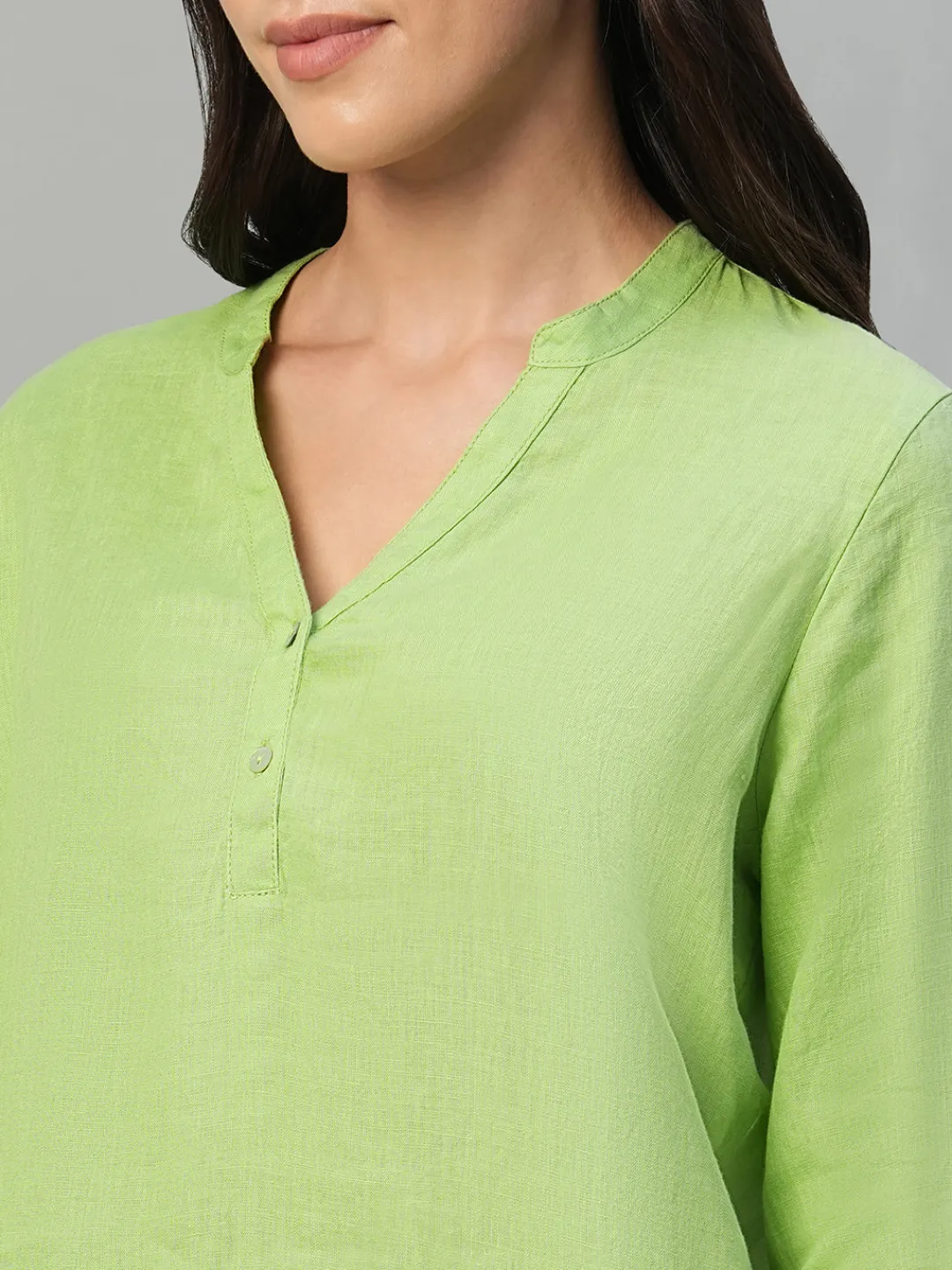 Women Cottonworld Tops & Shirts | Tops & Shirts^Women's 100% Linen Regular Fit Blouse