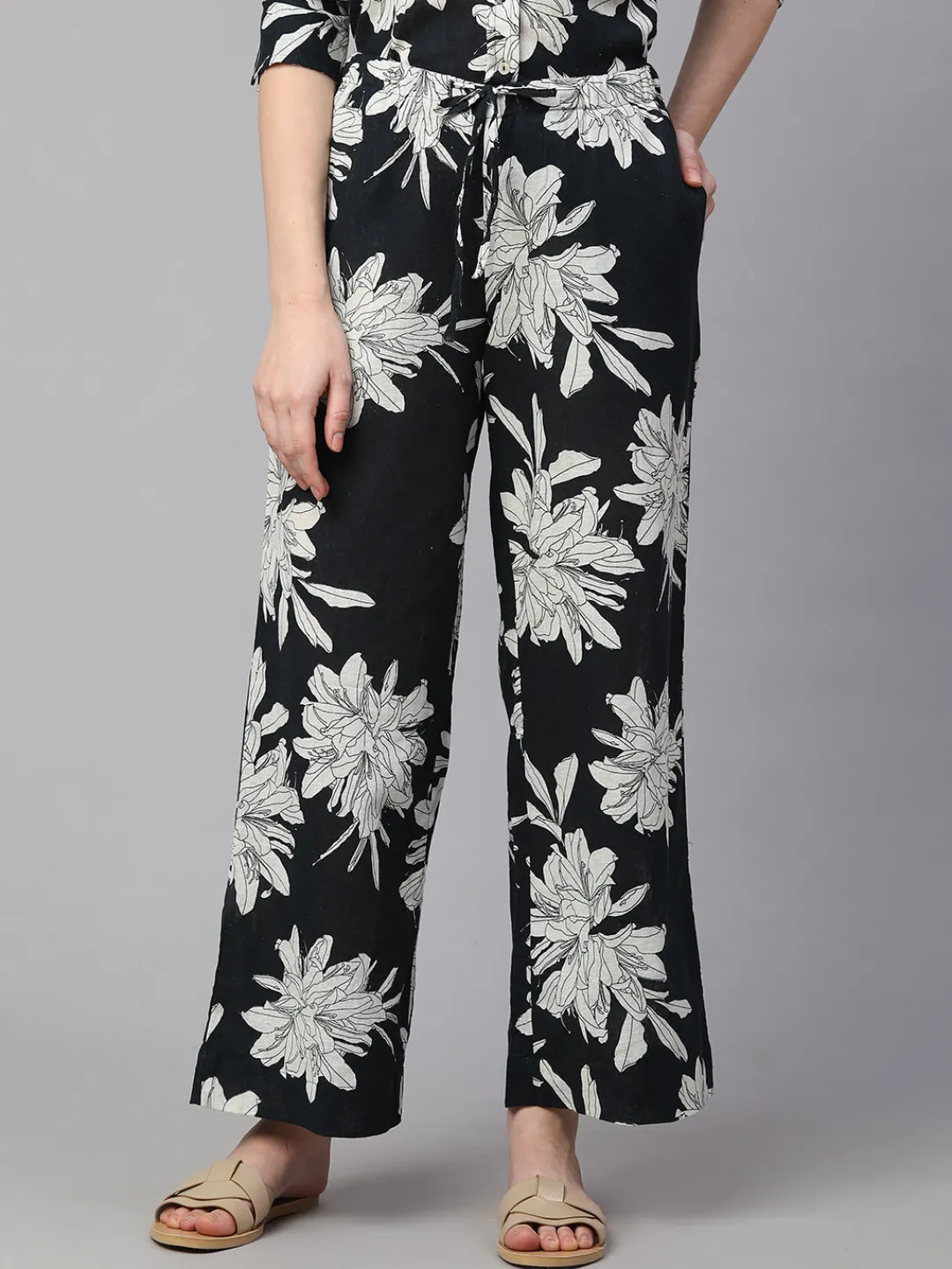 Women Cottonworld Trousers^Women's Cotton Flax Regular Fit Pant