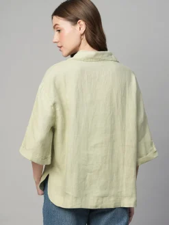Women Cottonworld Tops & Shirts | Tops & Shirts^Women's 100% Linen Boxy Fit Blouse