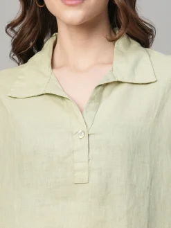 Women Cottonworld Tops & Shirts | Tops & Shirts^Women's 100% Linen Boxy Fit Blouse