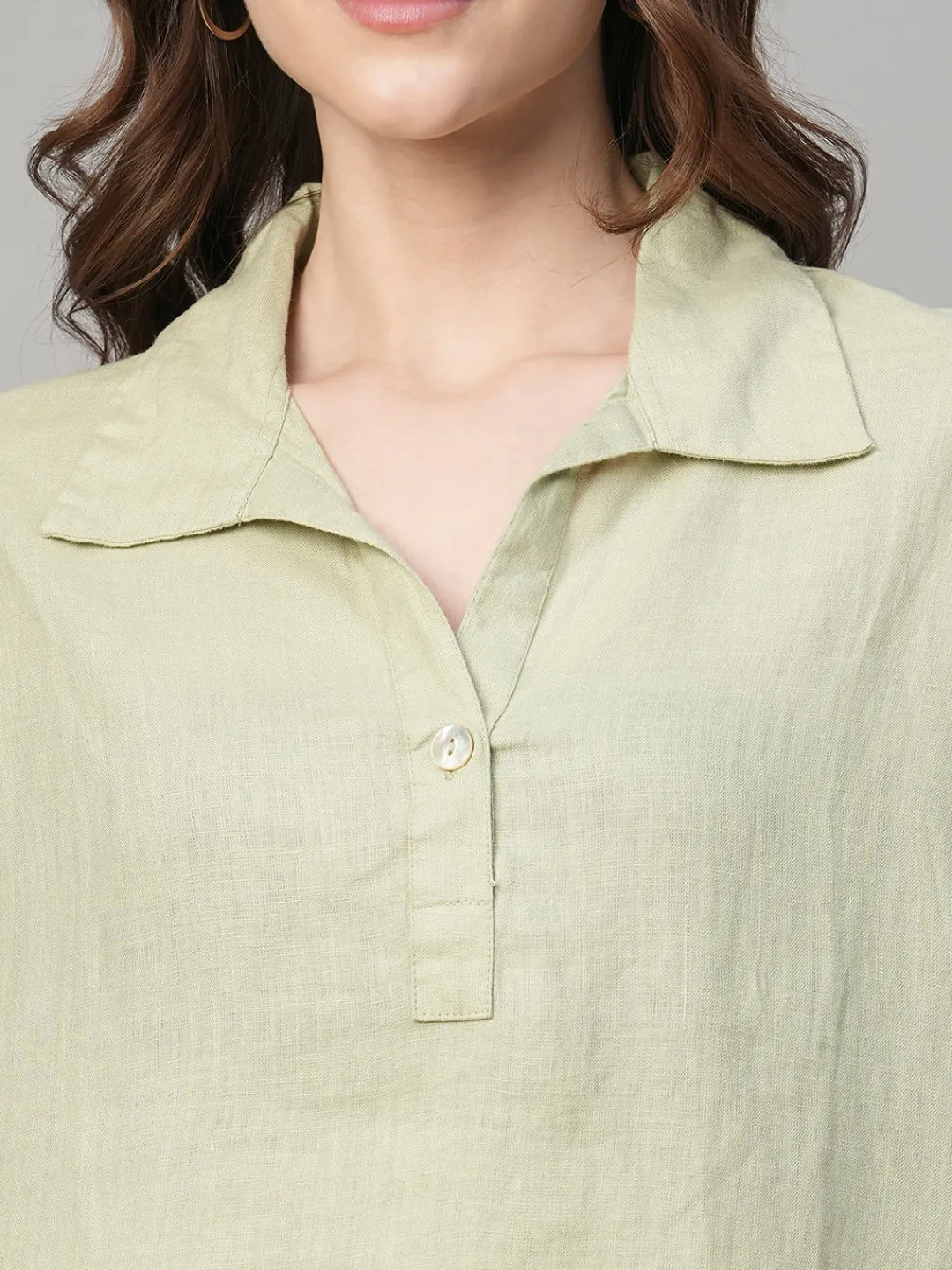 Women Cottonworld Tops & Shirts | Tops & Shirts^Women's 100% Linen Boxy Fit Blouse