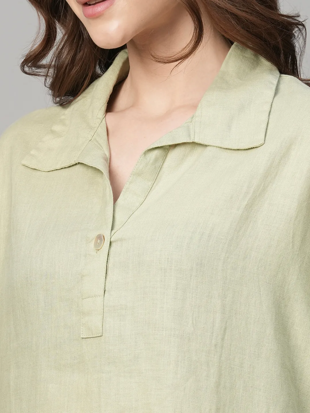 Women Cottonworld Tops & Shirts | Tops & Shirts^Women's 100% Linen Boxy Fit Blouse
