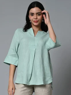 Women Cottonworld Tops & Shirts | Tops & Shirts^Women's Linen Excel Regular Fit Blouse