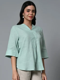 Women Cottonworld Tops & Shirts | Tops & Shirts^Women's Linen Excel Regular Fit Blouse