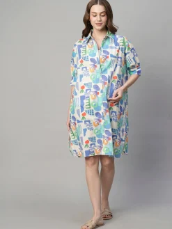 Women Cottonworld Dresses | Dresses^Women's Cotton Linen Boxy Fit Dress