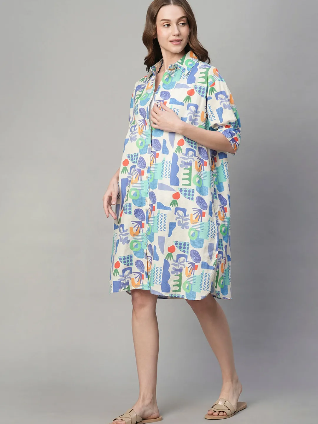 Women Cottonworld Dresses | Dresses^Women's Cotton Linen Boxy Fit Dress