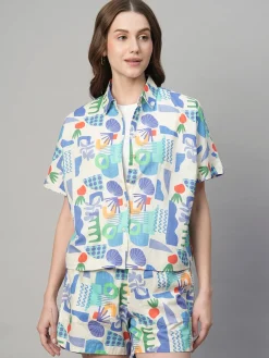 Women Cottonworld Tops & Shirts | Tops & Shirts^Women's Cotton Linen Boxy Fit Blouse