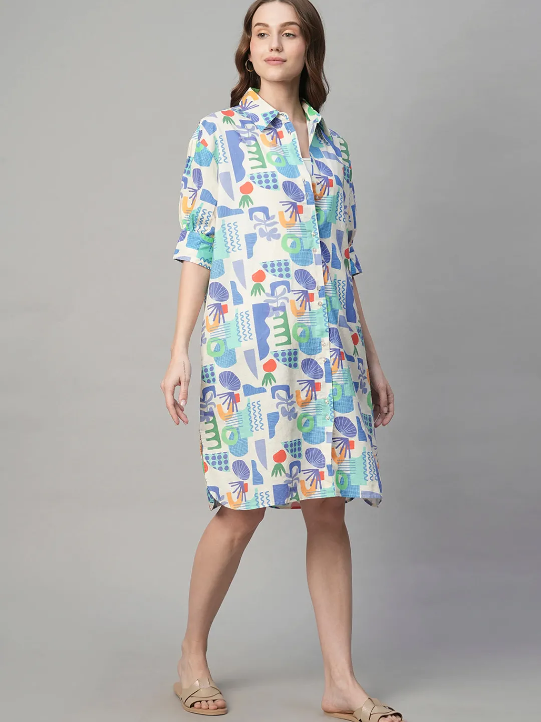 Women Cottonworld Dresses | Dresses^Women's Cotton Linen Boxy Fit Dress