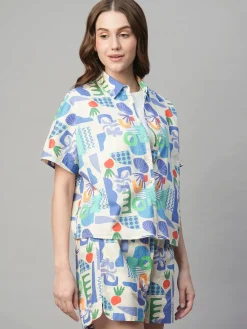 Women Cottonworld Tops & Shirts | Tops & Shirts^Women's Cotton Linen Boxy Fit Blouse