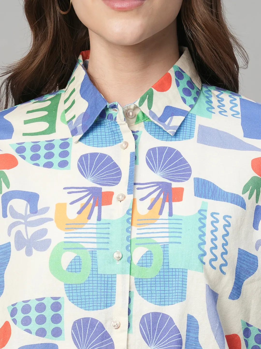 Women Cottonworld Tops & Shirts | Tops & Shirts^Women's Cotton Linen Boxy Fit Blouse