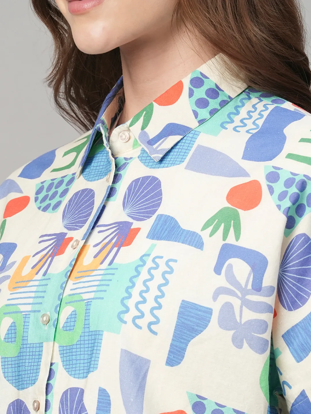 Women Cottonworld Tops & Shirts | Tops & Shirts^Women's Cotton Linen Boxy Fit Blouse