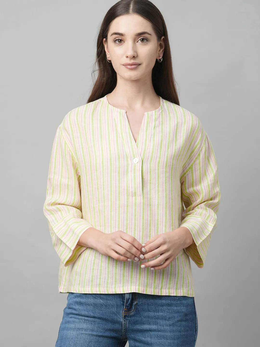 Women Cottonworld Tops & Shirts | Tops & Shirts^Women's Linen Boxy Fit Blouse