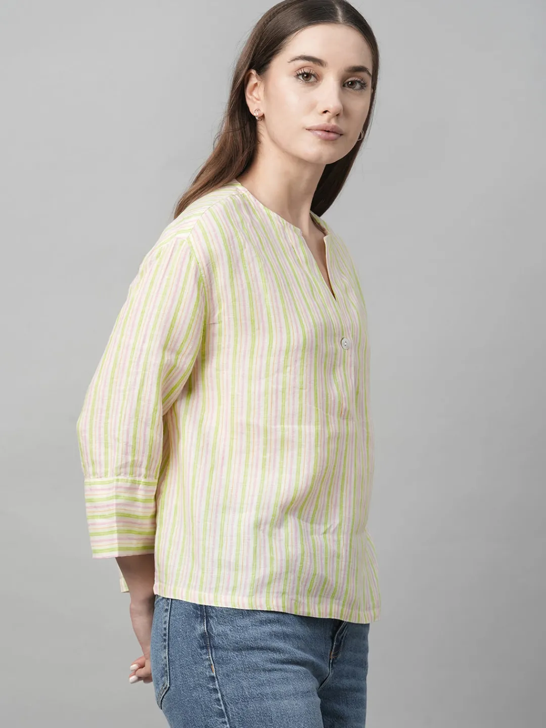Women Cottonworld Tops & Shirts | Tops & Shirts^Women's Linen Boxy Fit Blouse