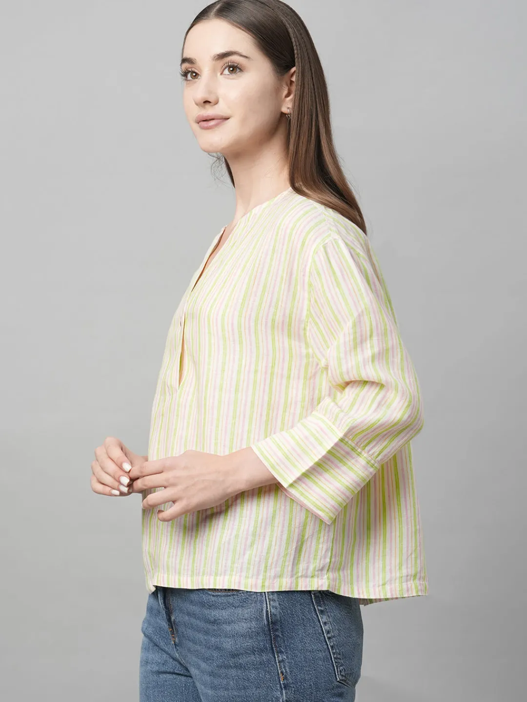 Women Cottonworld Tops & Shirts | Tops & Shirts^Women's Linen Boxy Fit Blouse