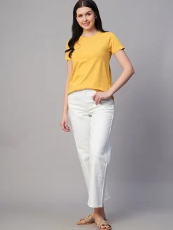 Women Cottonworld Round Neck | Regular Fit^Women's 100% Cotton Regular Fit Tshirt