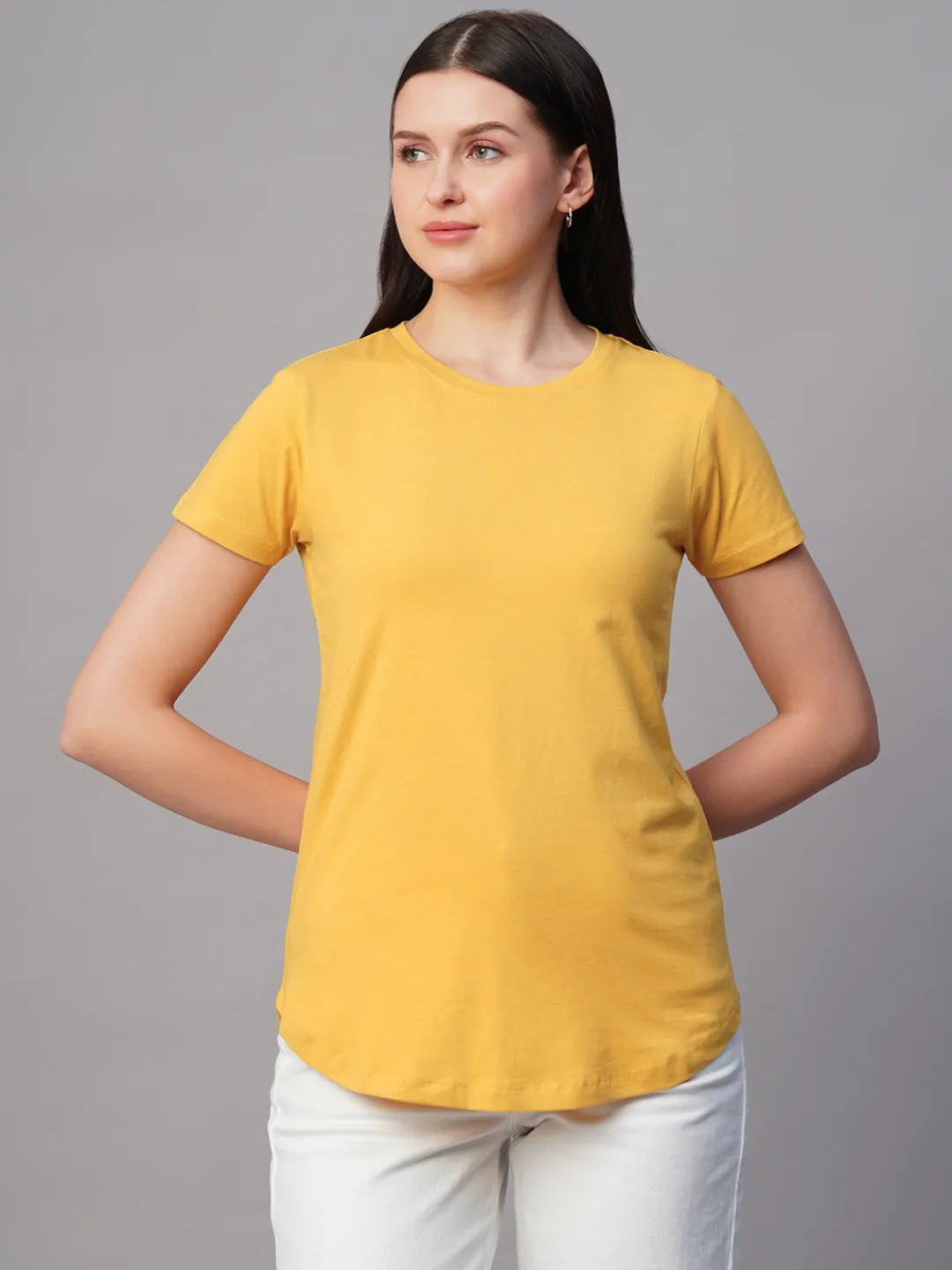 Women Cottonworld Round Neck | Regular Fit^Women's 100% Cotton Regular Fit Tshirt