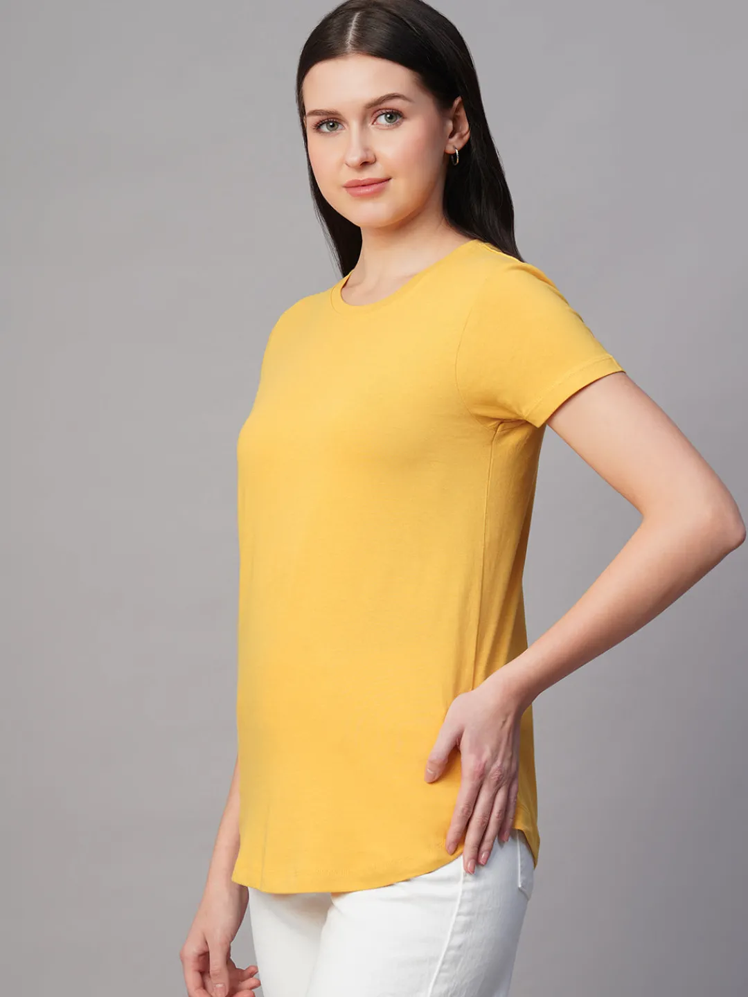 Women Cottonworld Round Neck | Regular Fit^Women's 100% Cotton Regular Fit Tshirt