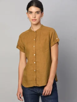 Women Cottonworld Tops & Shirts | Tops & Shirts^Women's 100% Linen Regular Fit Blouse