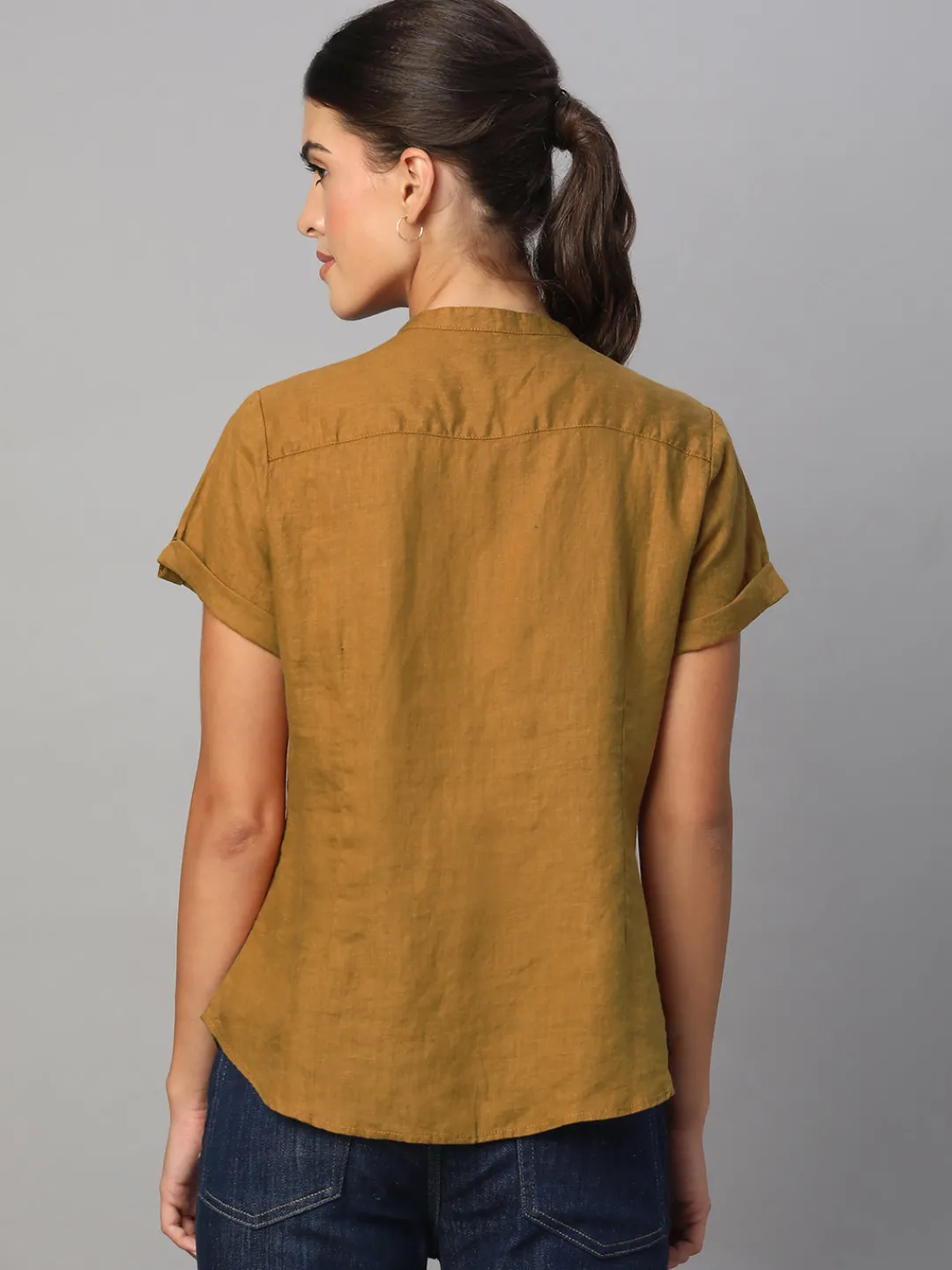 Women Cottonworld Tops & Shirts | Tops & Shirts^Women's 100% Linen Regular Fit Blouse