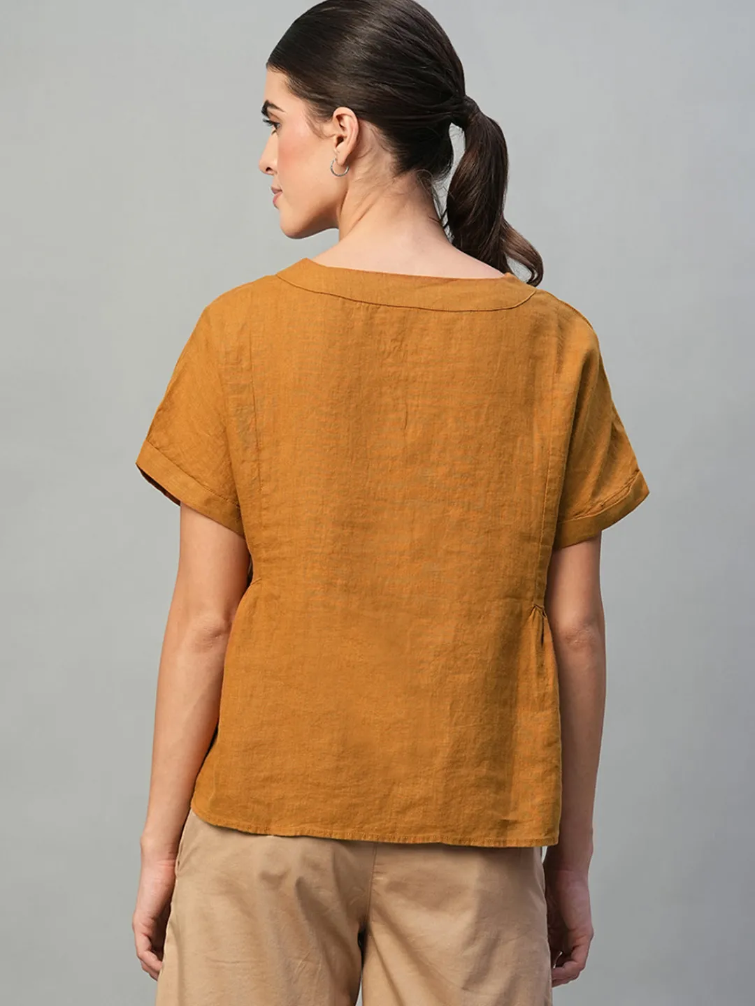Women Cottonworld Tops & Shirts | Tops & Shirts^Women's 100% Linen Regular Fit Blouse