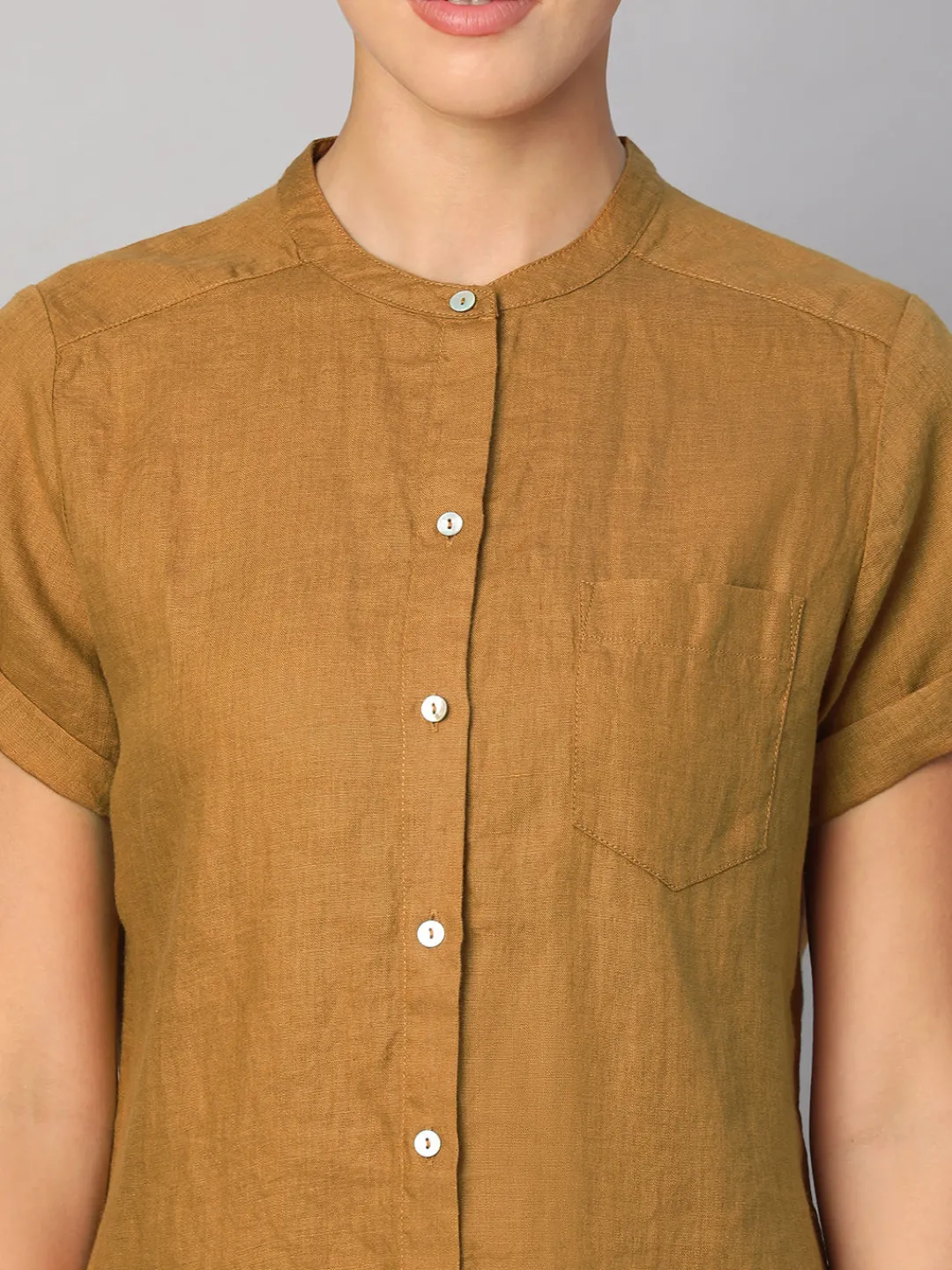 Women Cottonworld Tops & Shirts | Tops & Shirts^Women's 100% Linen Regular Fit Blouse