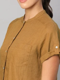 Women Cottonworld Tops & Shirts | Tops & Shirts^Women's 100% Linen Regular Fit Blouse
