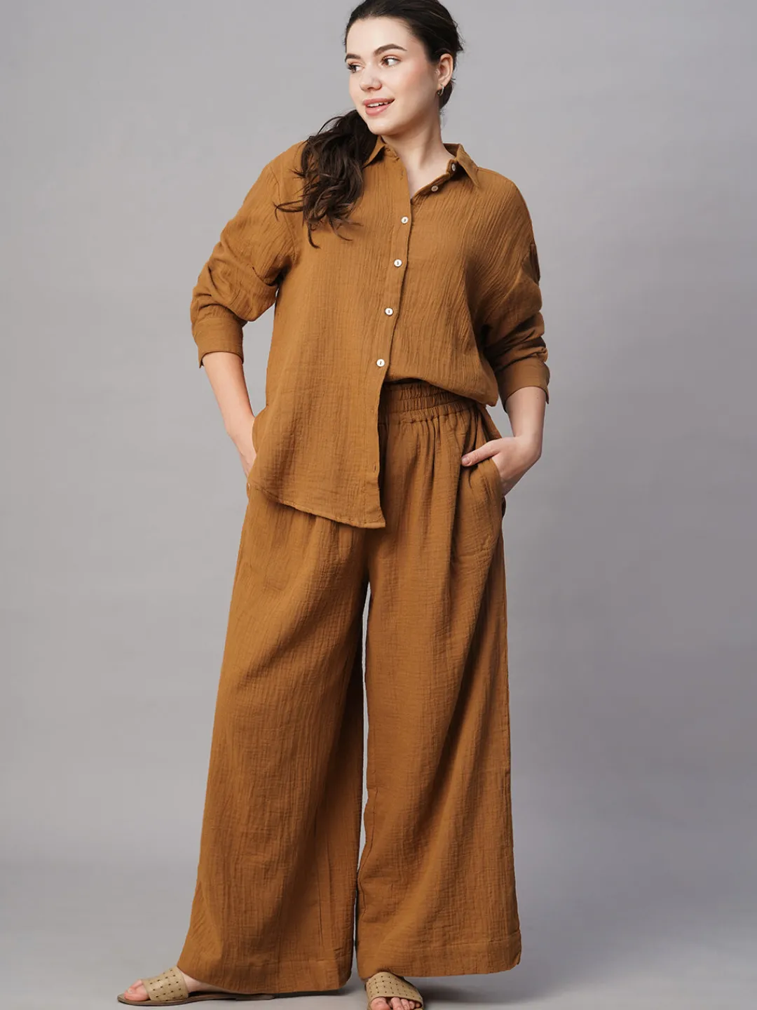 Women Cottonworld Womens Co-Ord Sets^Women's Cotton Boxy Fit Blouse