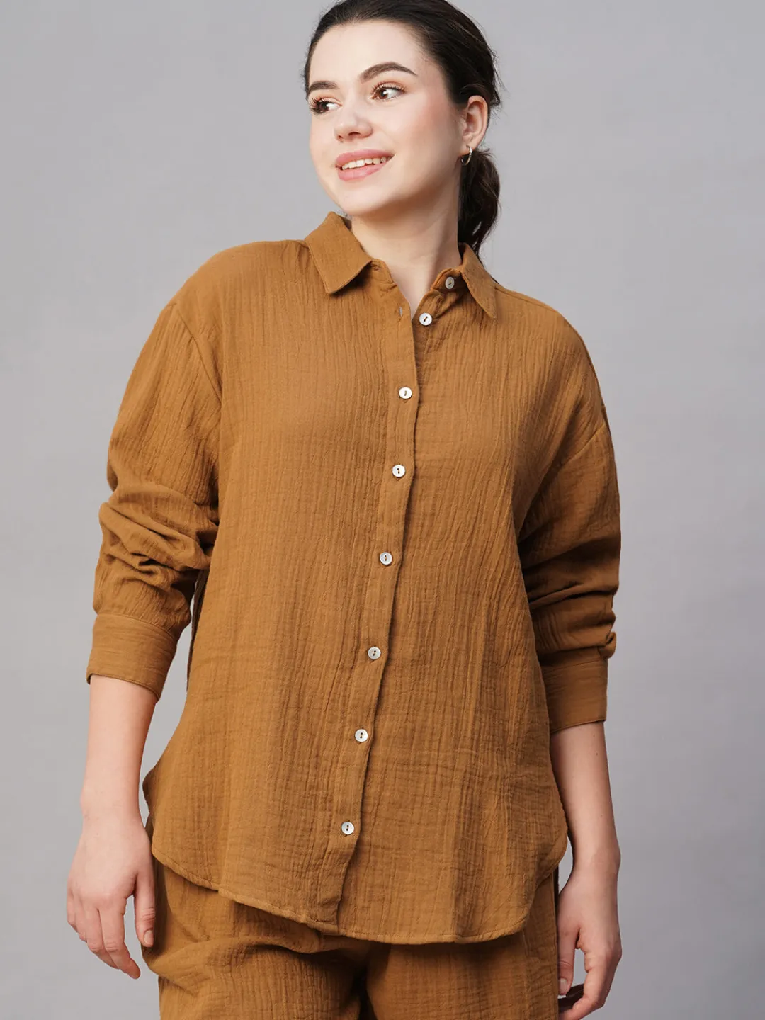 Women Cottonworld Womens Co-Ord Sets^Women's Cotton Boxy Fit Blouse
