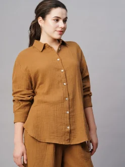 Women Cottonworld Womens Co-Ord Sets^Women's Cotton Boxy Fit Blouse