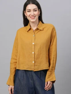 Women Cottonworld Tops & Shirts | Tops & Shirts^Women's Linen Boxy Fit Blouse