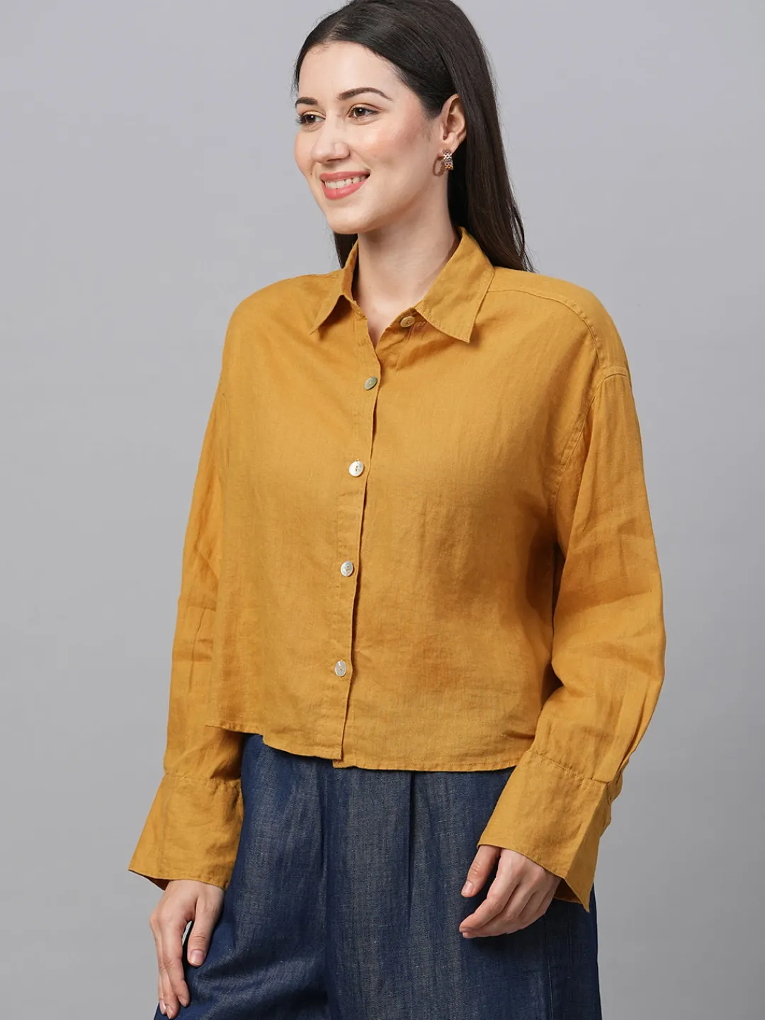 Women Cottonworld Tops & Shirts | Tops & Shirts^Women's Linen Boxy Fit Blouse