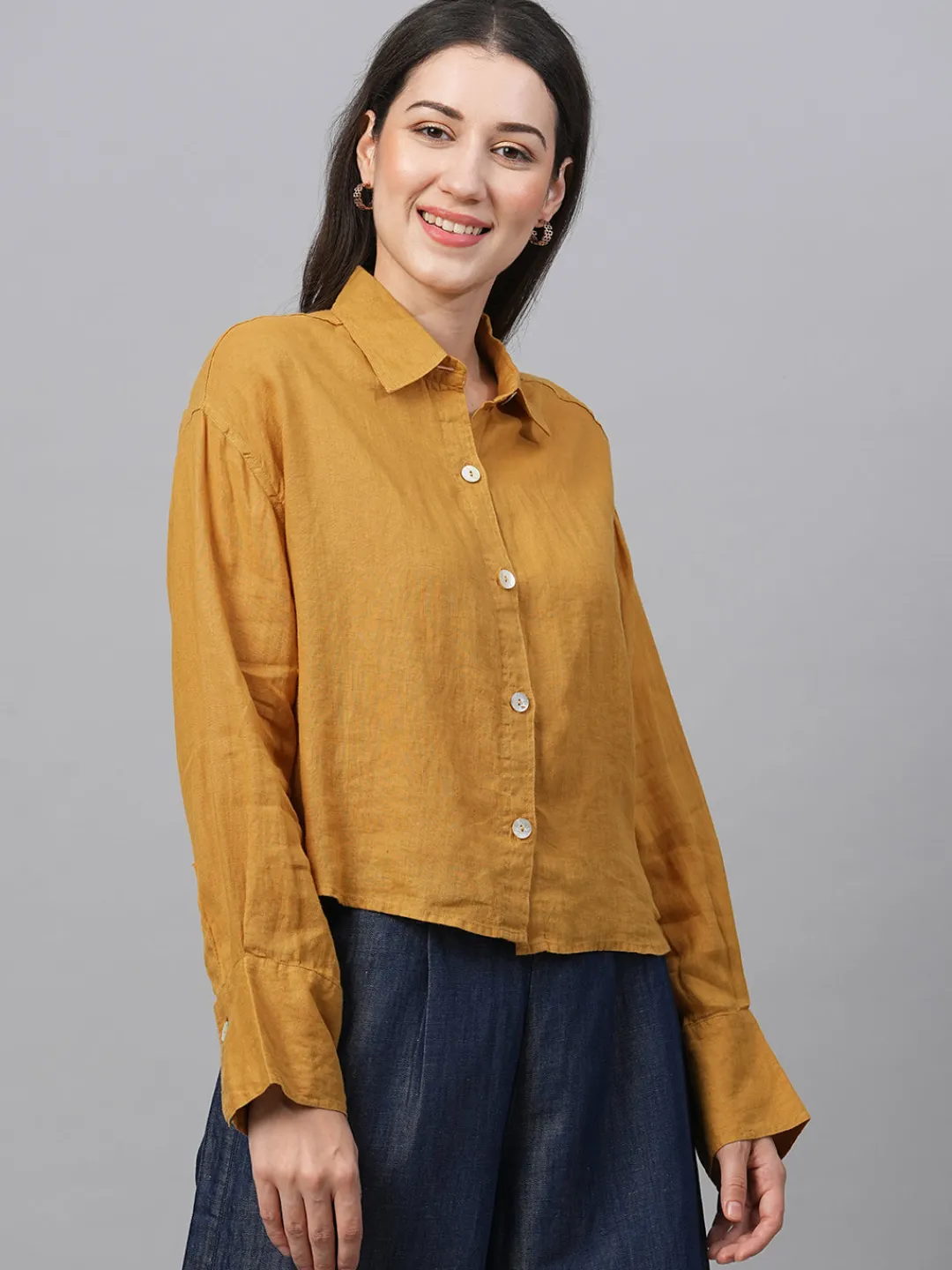 Women Cottonworld Tops & Shirts | Tops & Shirts^Women's Linen Boxy Fit Blouse