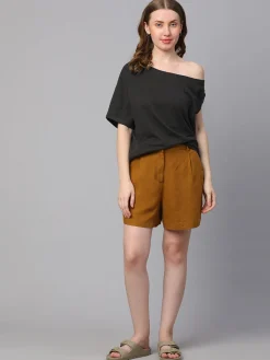 Women Cottonworld Shorts | Shorts^Women's Linen Viscose Regular Fit Shorts