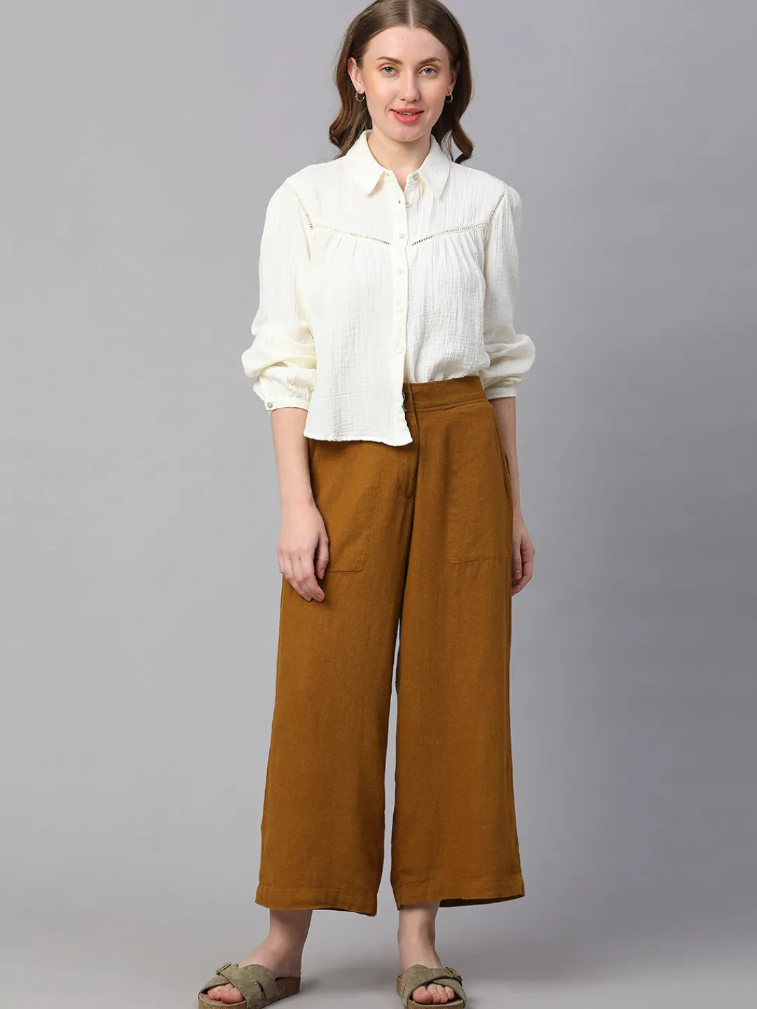 Women Cottonworld Culottes^Women's Linen Viscose Wide Leg Culotte