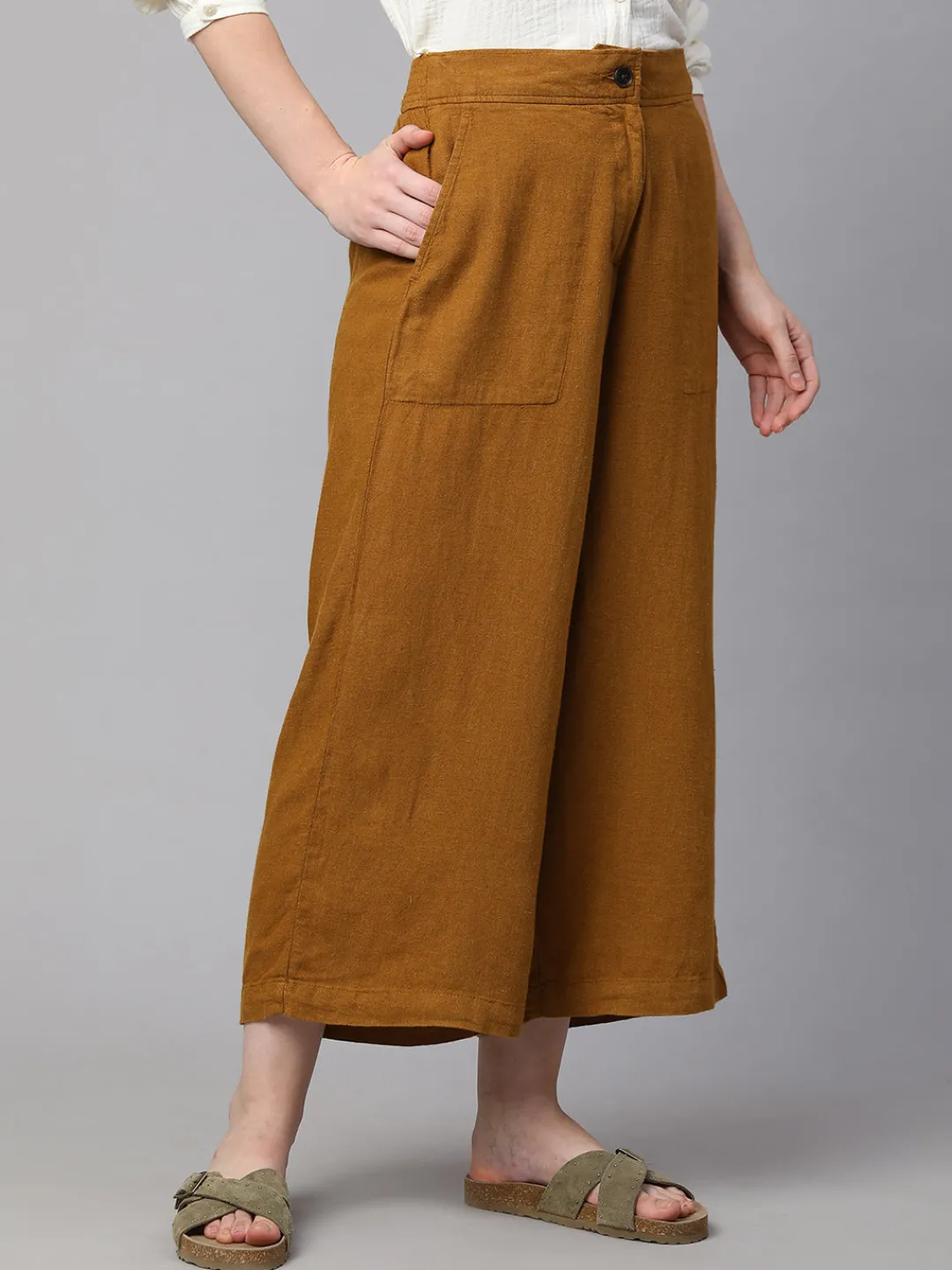 Women Cottonworld Culottes^Women's Linen Viscose Wide Leg Culotte