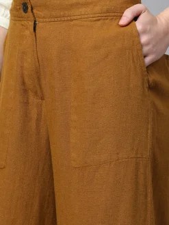 Women Cottonworld Culottes^Women's Linen Viscose Wide Leg Culotte